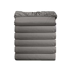Luxury Hotel Quality Fitted Sheet Set - Stylish & Comfortable - Wrinkle Free - 1500 Thread Count - Egyptian Quality Fitted Sheets with Side Storage Pockets (Queen, Grey, 6 Pack)