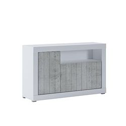 Wink Design Madia, Pannelli ecologici di Legno, melamminico, Larice Bianco, Cemento, 138x42xH86 cm