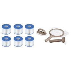 Intex 29011 Cartuccia Per Spa Conf.6 Pz & 28004 Kit Pulizia per Vasca Idromassaggio Due Spazzole E Un Retino per Piscina, Unica