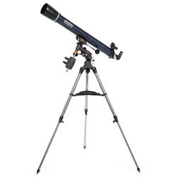 Celestron 21064 PowerSeeker 90EQ Telescopio rifrattore - include due oculari, diagonale a immagine eretta, treppiede regolabile in altezza e vassoio porta accessori deluxe, blu scuro