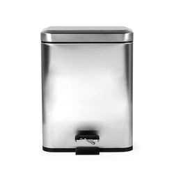 Beldray Dual Compartment Prullenbak – Scheidingsafvalbak, Rechthoekige Vuilnisbak, 5 Liter, Verwijderbare Binnenemmers, Voetpedaal, Afvalbak Voor Kantoor, Badkamer, Slaapkamer, Roestvrij Staal.