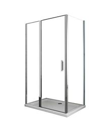Box Doccia a 2 Lati Con Apertura Battente e Fisso in Linea con Parete Laterale Fissa Reversibile H.190 Vetro 6 mm (FISSO 64-67 + PORTA 117.5-120.5)