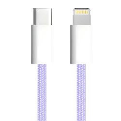 APM Cavo per iPhone USB C, caricatore iPhone [certificato Apple MFi], nylon intrecciato viola, cavo USB C ricarica rapida, connettore Lightning, ultra durevole, per iPhone 14/13/12.., iPad, AirPods