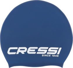 CRESSI Loira Long Hair Swim Cap Bonnet de Natation en Silicone Unisex-Adult, Bleu/Blanc, L