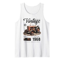 Birthday Farmer Vintage Tractor Born nel 1968 Canotta