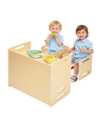 VEVOR Ensemble Table et Chaises pour Diversification Autonome Enfants, Mobilier pour DME en Bois, Table de d'Activités pour Enfants avec 2 Chaises, Hauteur Réglable, pour Dessiner Lire Manger