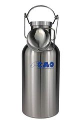 C.A.O. - Flessen met bliksluiting 1,6 liter van roestvrij staal – kleur roestvrij staal – hoogte 27 cm – diameter Ø 10,6 cm