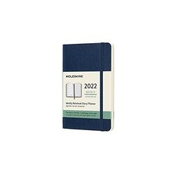 Moleskine Weekplanner 2022, 12 maanden weekkalender, weekplanner en notitieboek, zachte omslag, formaat pocket, 9 x 14 cm, kleur saffier, 144 pagina's,Blauw