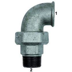 Schroefverbinding boog 98, conisch dichtend, IG/AG, Rp 1/2, R 1/2, bedrijfstemperatuur. -20 °C tot 300 °C, zwart gehard gietijzer, vuurverz.