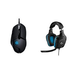 Logitech G402 Hyperion Fury Wired Gaming Mouse - Black & 432 Wired Gaming Headset, 7.1 Surround Sound, DTS Headphone:X 2.0, 50 mm Audio Drivers, USB and 3.5 mm Audio Jack - Black