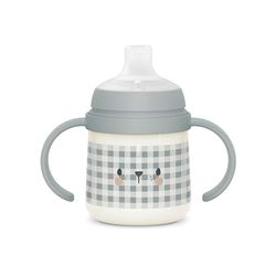 Suavinex, Babybeker met handgrepen, gloed in het zwart, met lekvrije siliconen drinktuit, met anti-koliek ventiel, voor baby's + 6 maanden, ideaal voor nacht, 150 ml, blauw