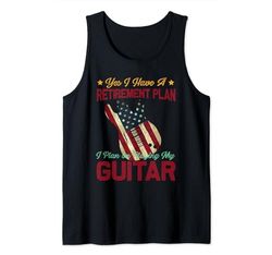 Suonare la chitarra Piano pensionamento American Flag Guitar Canotta