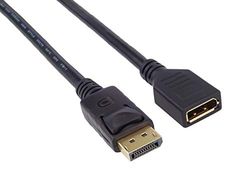 PremiumCord DisplayPort Extension Cable M/F 3 m, up to 10.8 Gbps, Compatible with Video Full HD 1080p, HDCP, Black, 3 m, kportmf1-03