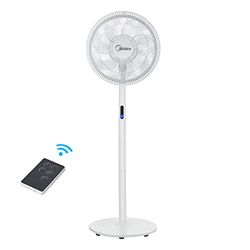 Midea Ventilateur sur pied S8 silencieux avec télécommande, 7 pales de rotor, turbo, minuterie 8 heures, 8 vitesses, fonction oscillation 85°, 38 dB Ventilateur silencieux Blanc