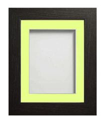 Frame Company Watson Black Picture Photo Frame fitted with Perspex, 6x4 inch with Lemon Bon Bon Mount for image size 5x3 inch