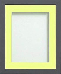 Frame Company Allington Grey Photo Frame with Lemon Bon Bon Mount, 14x11 for A4, fitted with perspex