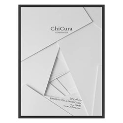 ChiCura Cadre Alu | 30 x 40 cm | Alu | Noir | Cadre en verre | Cadre Moderne | Cadre Photo