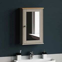 Bath Vida Priano - Armario de baño con Puerta de Espejo Individual montado en la Pared, Color Gris y Roble