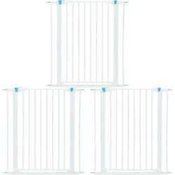 Pet Gate, 39 Inch High Walk-thru Steel Pet Gate by 29 Inch to 38 Inch Wide in Soft White w/Glow Frame, X-Tall (Pack of 3)