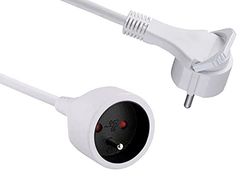 Electraline 101461 cabo extensão com tomada plana, 3 metros, cabo secção 3g 9 mm, cor branca