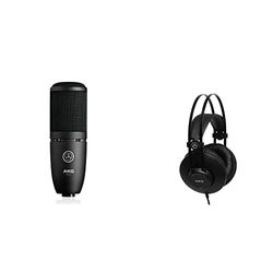 AKG Studio Bundle: P120 High Performance General Purpose Condenser Recording Microphone + AKG K52 High Performance Lightweight Closed-Back Monitoring Headphones