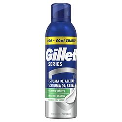 Gillette Series la Schiuma da Barba Lenitiva con Aloe Vera, per Pelli Sensibili, Protezione Completa Contro le Irritazioni, Aiuta a Proteggere Contro Ferite, Bruciore, Irritazioni e Tensioni, 250 ml