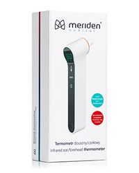 Meriden Thermometer TM-19 Digitale koortsthermometer voor voorhoofd en oor met optische en akoestische koortswaarschuwing, achtergrondverlichting, koortsmeting voor baby's, kinderen en volwassenen