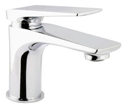 'aquaSu® 795555 - Rubinetto per lavabo Orva in cromo, con beccuccio per risparmiare acqua, regolazione dell'acqua fredda, tipo 1 1/4", attacco standard