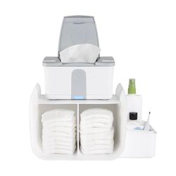 Ubbi Nappy Tabletop Organizer, Stores Baby Nappies, Wipes & Baby Accessories, Newborn Nursery Essentials, White