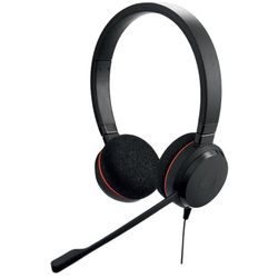 Jabra Evolve 20 Stereo Headset – Microsoft-gecertificeerde hoofdtelefoon voor VoIP-softphone met passieve ruisonderdrukking – USB-C/A – Zwart