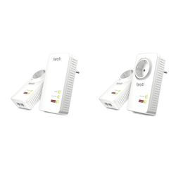 AVM FRITZ!Powerline 1260E Wi-Fi Set International (1.200 Mbit/s) & AVM Fritz!Powerline 1220E Set (1,200 MBit/S, 2x Gigabit-LAN Per Adapter, Duitstalige Versie) Wit