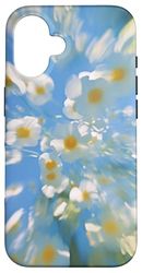 Daisy Burst Arte Floreale Divertimento Blu e Bianco Fioritura Natura Custodia per iPhone 16