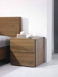 TemaHome Float Bed Side Table 2 Drawers, Walnut (Veneer), 45 x 45 x 44 cm