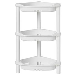 ELYKEN Mensola angolare per doccia a 3 ripiani, 36 x 20 x 56 cm, antiruggine, in plastica, per bagno, vasca da bagno, doccia, bianco