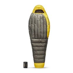 Sea to Summit - Spark Ultralichte Donsslaapzak Regular (7°C) - Mummievormig - Volledige lengte - 850+ Loft Ultra-Dry Down - 1 Seizoen - Voor Backpacken - Grijs & Geel - 363g