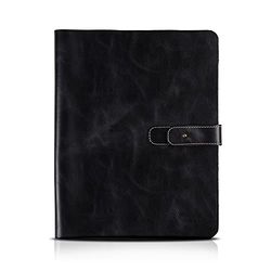 Londo OTTO489 Genuine Leather Tablet Cover with Two Card Slots & Leather Pen/Apple Pencil Holders (Black, 11 Inch)