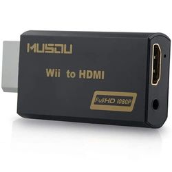 Musou Wii naar HDMI Converter Adapter Stick 720P 1080P HD Output Adapter (Wii zu HDMI Konverter Adapter) voor Nintendo Wii, Schwarz