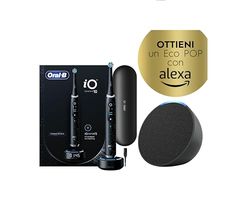 Oral-B regala Alexa Echo Pop, Spazzolino Elettrico Ricaricabile iO10 & Alexa Echo Pop, 7 Modalità, 1 Spazzolino + Caricatore iO SENSE + 1 Dentifricio Gengive & Smalto Pro-Repair Classico