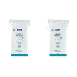Chicco Baby Moments Quadrotti Morbido Cotone, Pulisce Delicatamente e Accarezza Morbidamente, Baby Skin, Bianco, 60 Pezzi, 0+ Mesi (Confezione da 2)