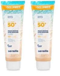 Sensilis - Gel Crema SPF50+, Fotoprotector Fluido, Refrescante e Hidratante, con Hierba Santa y Vitamina E, Protección UVB y UVA, para Todo Tipo de Pieles, Ocean Respect - 250 ml (Paquete de 2)