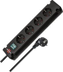 Brennenstuhl Bremounta extensão de tomadas com 4 tomadas de corrente para instalação e fixação (cabo de 1,5 m, montável, com interruptor) preto