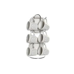 CAFE SET 6 GRES METAL 12X12X2 180ML BLANCO