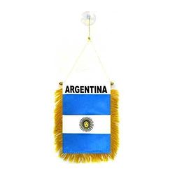 AZ FLAG - Fanion Argentine Pour Décoration Voiture Avec Ventouse et Franges Dorées - Mini Drapeau Argentin - 13x10 cm
