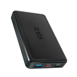 SBS Powerbank 10K Slim, 10 000 Mah, Charge Rapide, Charge Intelligente (IC), LED d'État, 1 X USB-C, 2 X USB-A, Chargeur pour iPhone, iPad, Airpods, Samsung, Tablette, Smartphone, Noir