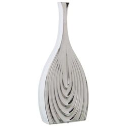 Alexandra House Living Vaas, wit, zilverkleurig, keramiek, 8 x 18 x 43 cm