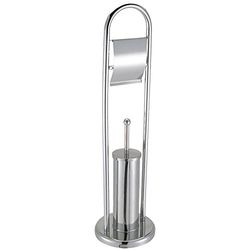 Bath Vida Piaçaba de casa de banho e suporte para papel de base redonda, aço inoxidável / metal