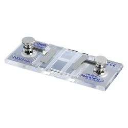 Marienfeld Cámara de conteo de vidrio especial óptica superior con línea clara con pinzas de resorte, sistema de roedores, profundidad de cámara de 0,5 mm