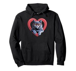 Cuore British Shorthair Occhiali Felpa con Cappuccio