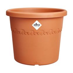 Elho Algarve Cilindro Wheels 58cm - Grand Pot de Fleurs Extérieur - Jardinières - Plastique 100% recyclé - Ø 58.2 x H 48.8 cm - Marron/Terre Cuite