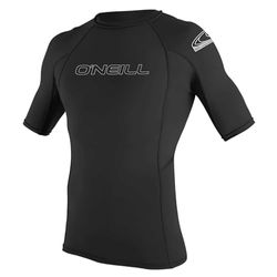 ONEILL WETSUITS Basic Skins S/S Crew Rash Guard Shirt, Hombre, Negro, Extra-Large